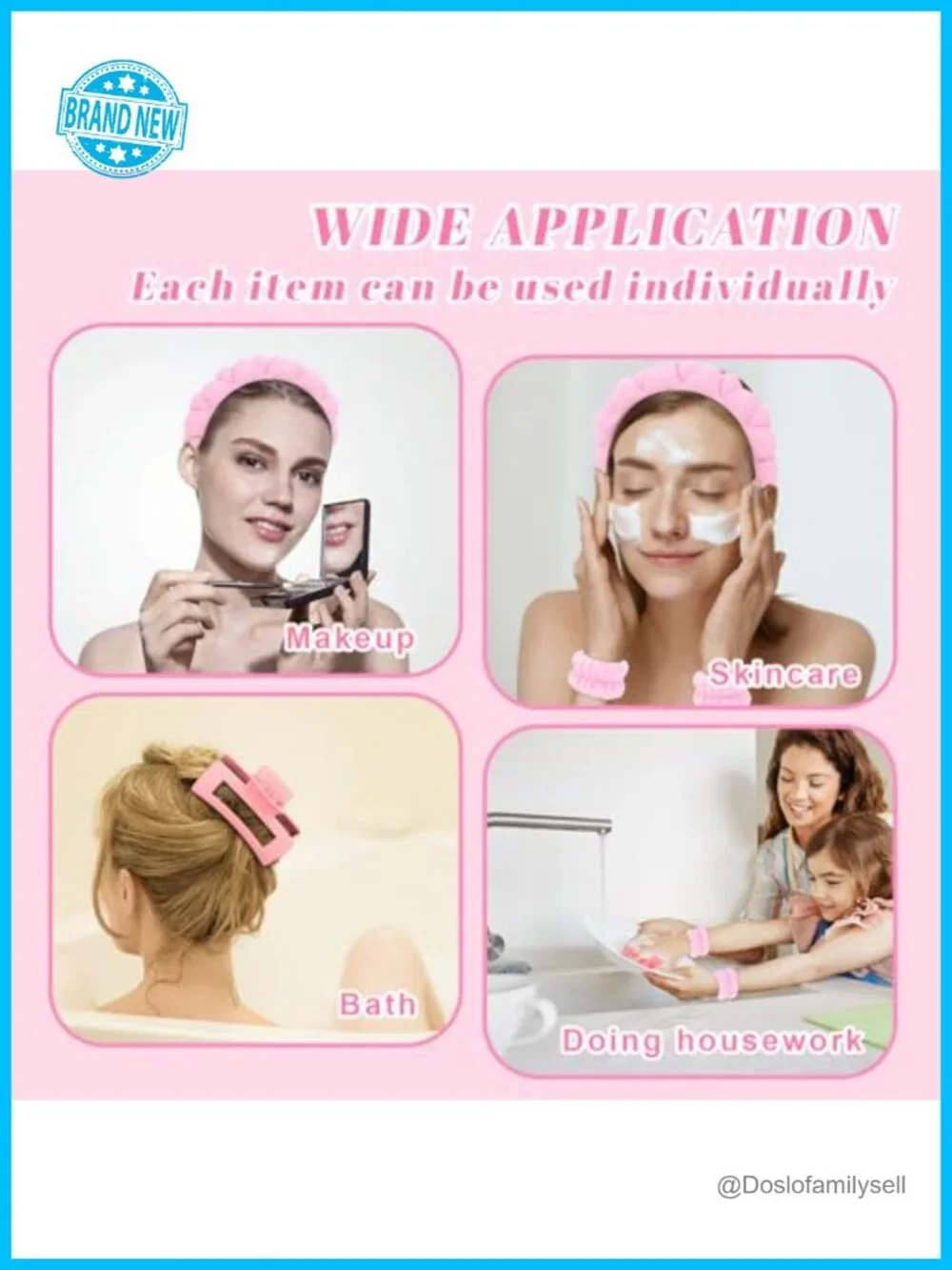 Spa Headband & Wrist Towel Set with Hair Claw Clip - Microfiber Absorbent